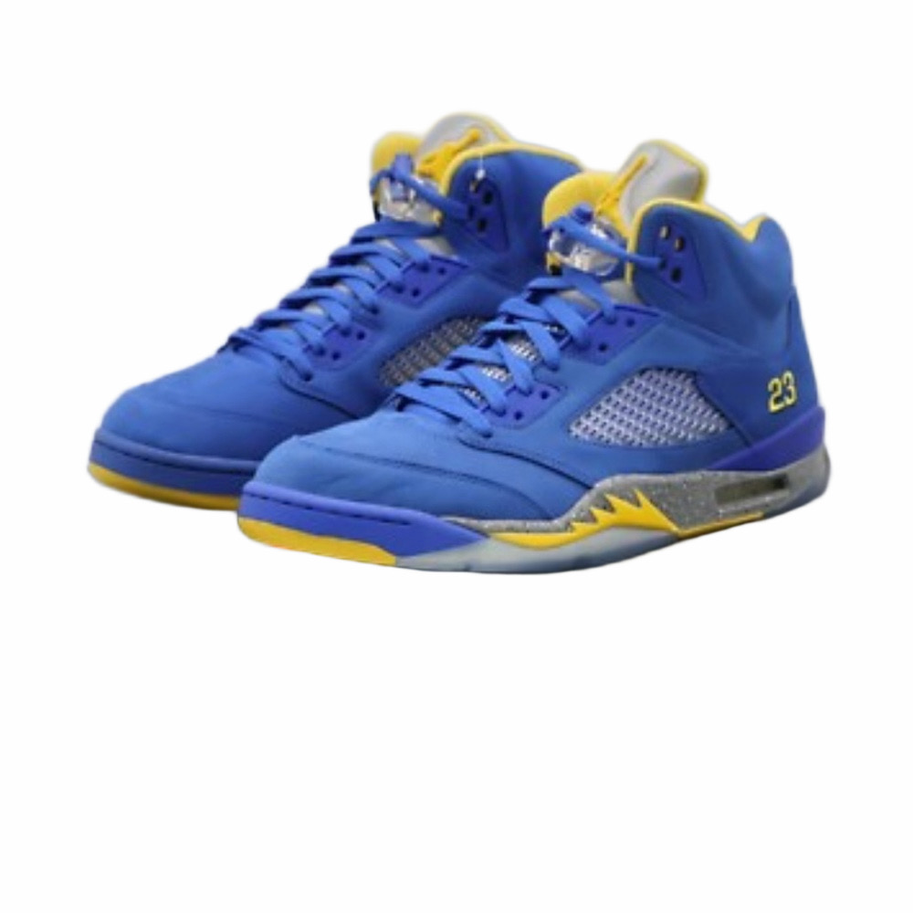 Nike Jordan 5 Retro GS Laney Size 7Y Woman 8.5 Blue Yellow Sneakers Footwear